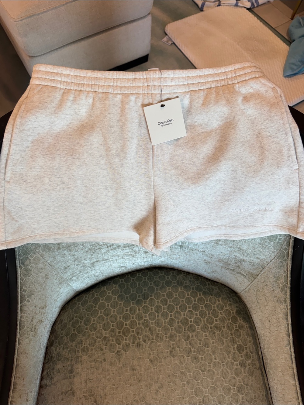 Calvin Klein Performance Light Cream  Athletic Shorts Large NWT